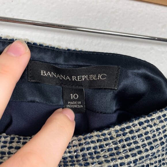 Banana Republic Navy Blue and Silver Tweed Academic Preppy Skirt Size: 10 - Picture 9 of 9
